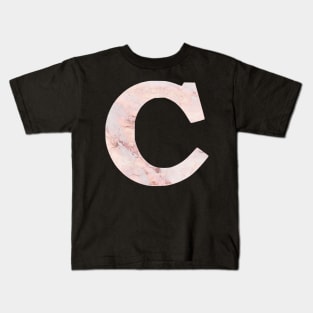 The Letter C Pink Marble Design Kids T-Shirt